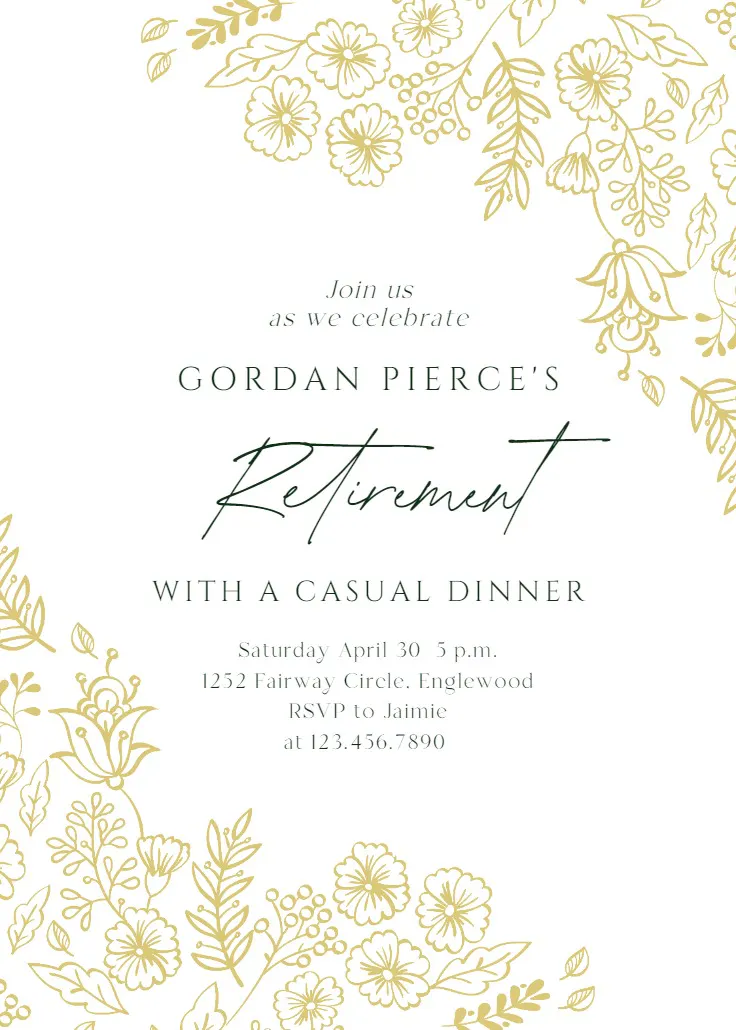 Elegant flowers - emeklilik &amp; veda partisi davetiyesi